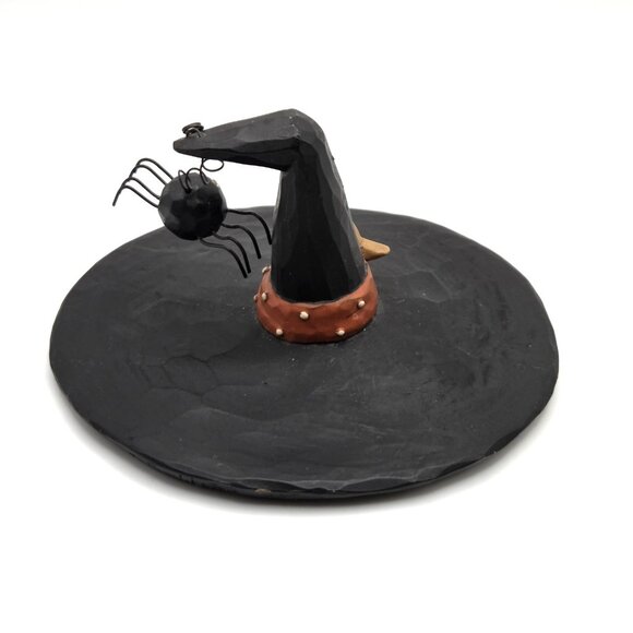 Blossom Bucket Halloween Witch Hat With Hanging Spider Figurine By B. Lloyd 2003 - Picture 5 of 8